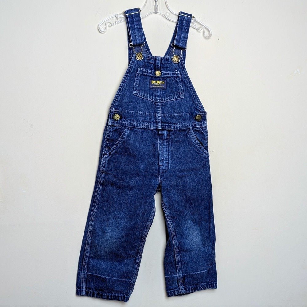 VINTAGE OSHKOSH B'GOSH 80S DENIM VESTBAK OVERALLS MADE IN USA TODDLER 3T